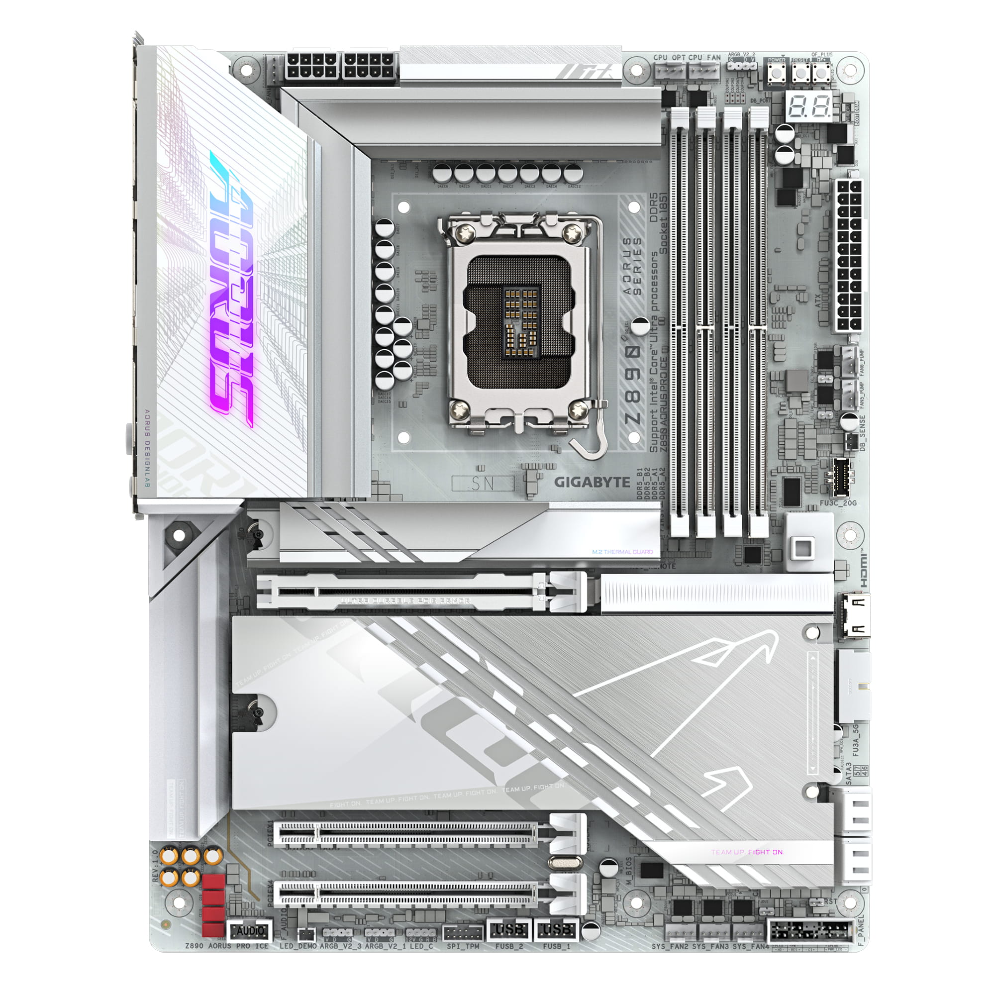 Gigabyte AORUS Z890 PRO ICE - Motherboard - ATX - LGA1851-Sockel - Z890 Chipsatz - USB4, USB 3.2 Gen 2, USB 3.2 Gen 1, USB-C 3.2 Gen 2x2 - 5 Gigabit Ethernet, Bluetooth, Wi-Fi 7 - Onboard-Grafik (CPU erforderlich)