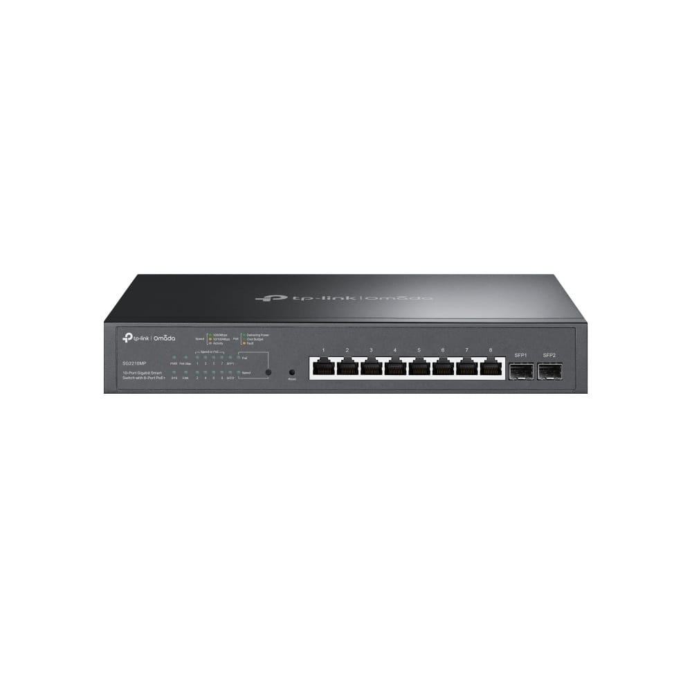 TP-LINK Omada TL-SG2210MP, Managed, L2/L2+, Gigabit Ethernet (10/100/1000), Power over Ethernet (PoE), Rack-Einbau, 1U