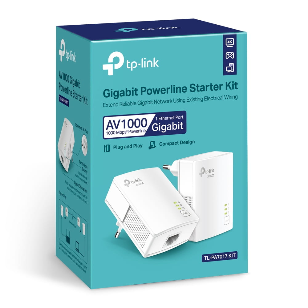 TP-LINK TL-PA7017 KIT - V4 - Starter Kit - Powerline Adapterkit 1GbE, HomePlug AV (HPAV)