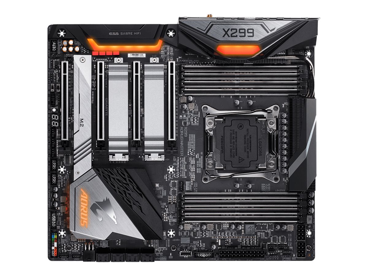 Gigabyte X299 AORUS MASTER - 1.0 - Motherboard - E-ATX - LGA2066 Socket - X299 Chipsatz - USB 3.1 Gen 1, USB-C Gen2, USB 3.1 Gen 2 - Bluetooth, Gigabit LAN, Wi-Fi, 2.5 Gigabit LAN - HD Audio (8-Kanal)