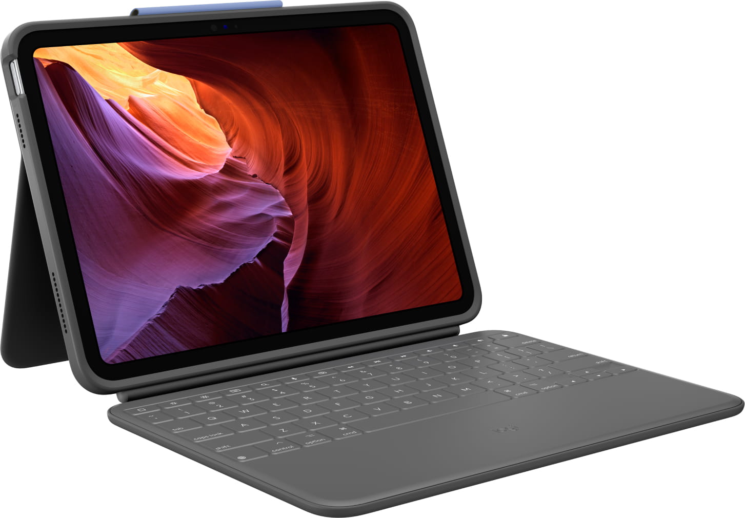 Logitech Rugged Folio - Tastatur und Foliohülle - Apple Smart connector - QWERTZ - Schweizerisch - Graphite - für Apple 10.9-inch iPad (10. Generation)