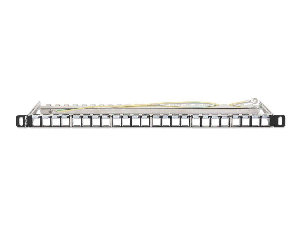 Intellinet Leeres Keystone-Patchpanel - Rack montierbar - Schwarz - 0.5U - 48.3 cm (19")