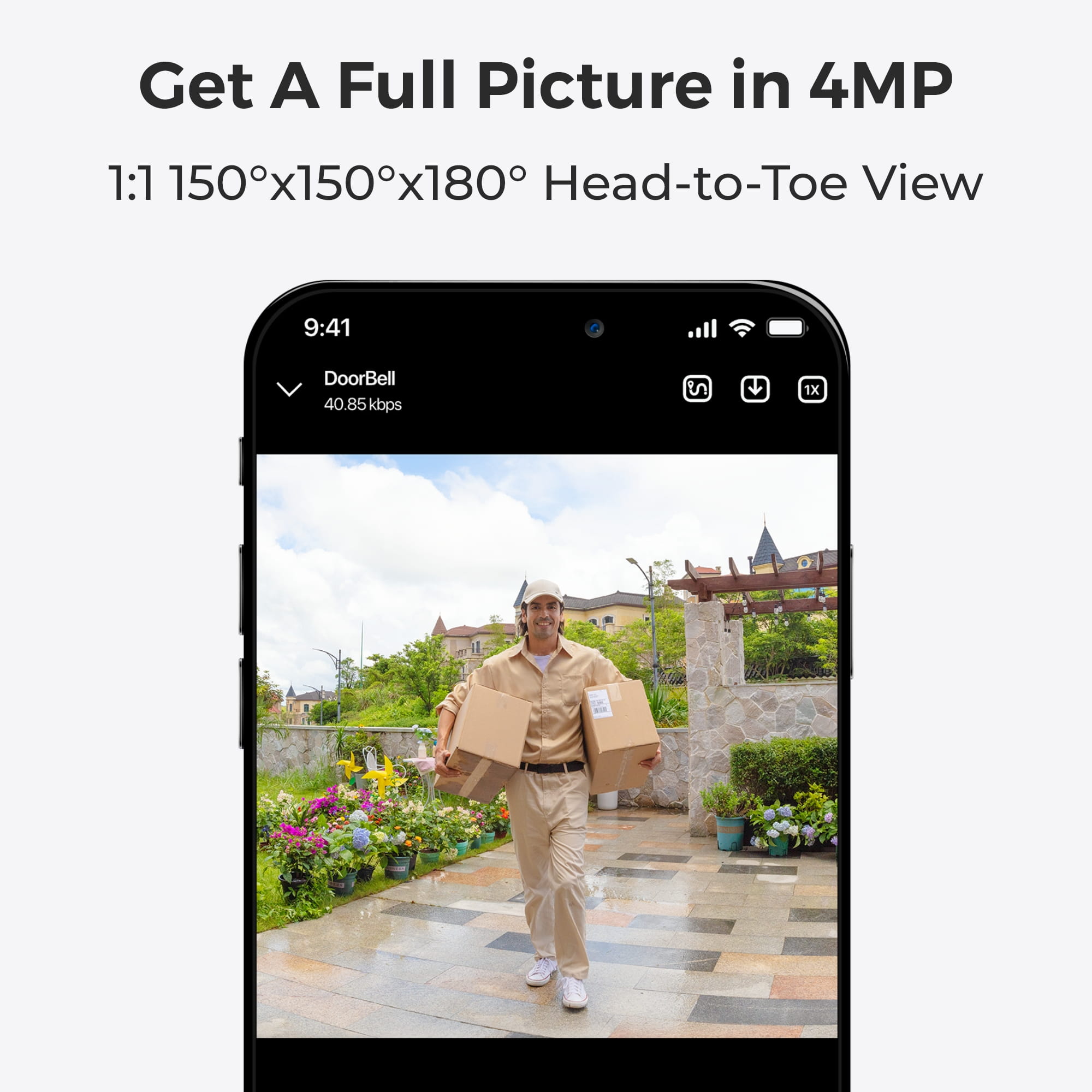 Reolink D340B w/ Chime + 64GB SD, 4 MP, 2048 x 2048 Pixel, CMOS, 25,4 / 3,11 mm (1 / 3.11"), 15 fps, 180°