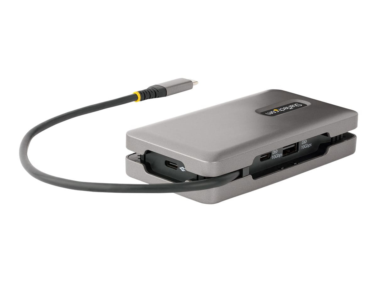 StarTech.com USB-C Multiport Adapter, 4K 60Hz HDMI/DP Video, 3-Port USB Hub, 100W Power Delivery Pass-Through, GbE, USB Type-C Travel Dock w/ Charging, 1ft/30cm Wrap-Around Cable - Mini Laptop Docking Station (DKT31CDHPD3)
